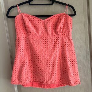 strapless coral eyelet top cottagecore summer guess medium